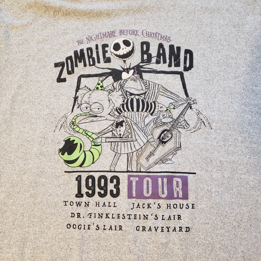 Nightmare Before Christmas Womens M 8-10 Sleep Shirt Zombie Band Longline Disney - Picture 3 of 9